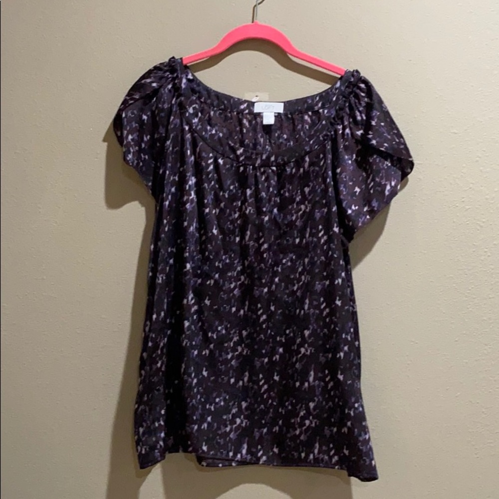 Ann Taylor Loft Purple and Black Blouse XL